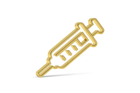 Golden 3d vaccination icon on white background - vaccination - 3D renderの写真素材