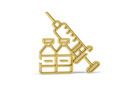 Golden 3d vaccination icon on white background - vaccination - 3D renderの写真素材