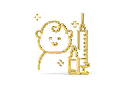 Golden 3d vaccination icon on white background - vaccination - 3D renderの写真素材