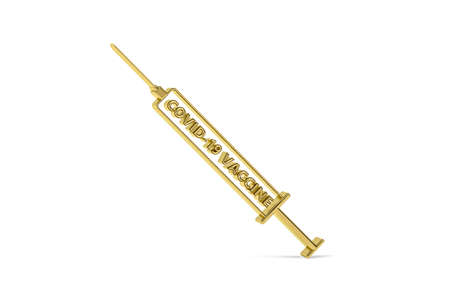 Golden 3d covid vaccination icon on white background - Coronavirus vaccination - 3D renderの写真素材