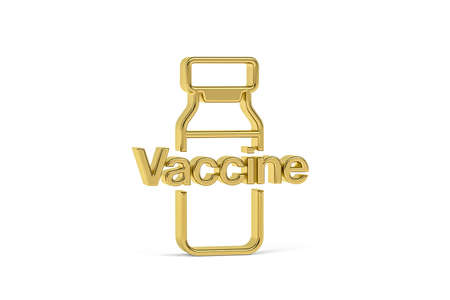 Golden 3d vaccination icon on white background -  vaccination - 3D renderの写真素材