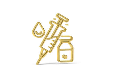 Golden 3d vaccination icon on white background - vaccination - 3D renderの写真素材