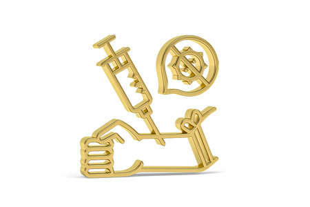 Golden 3d vaccination icon on white background - vaccination - 3D renderの写真素材