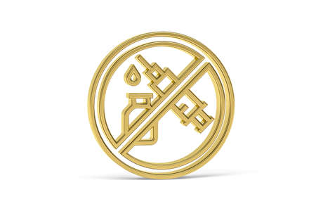 Golden 3d vaccination icon on white background - vaccination - 3D renderの写真素材