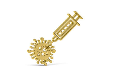 Golden 3d vaccination icon on white background - vaccination - 3D renderの写真素材
