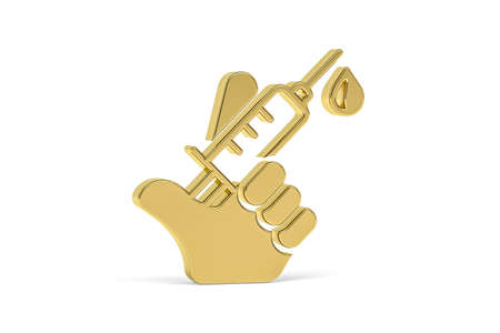 Golden 3d vaccination icon on white background - vaccination - 3D renderの写真素材