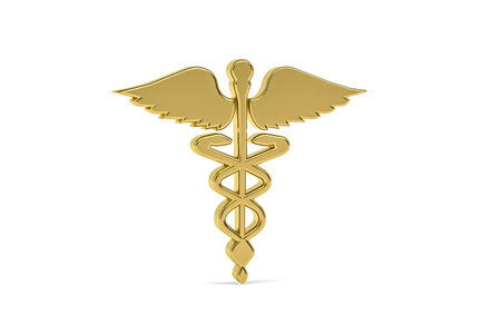 Golden 3d medical icon isolated on white background - 3D renderの写真素材