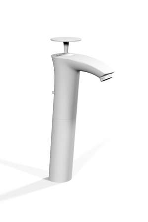 Bath faucet mockup isolated on a white background - photorealistic 3d renderの写真素材