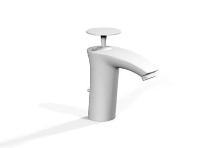 Bath faucet mockup isolated on a white background - photorealistic 3d renderの写真素材