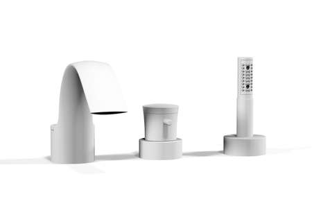 Bath faucet mockup isolated on a white background - photorealistic 3d renderの写真素材