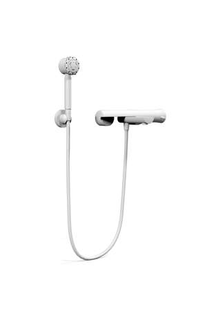 Shower faucet mockup isolated on a white background - photorealistic 3d renderの写真素材