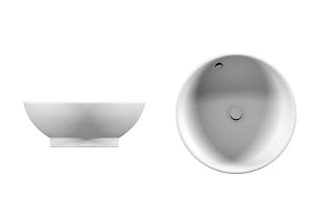 Washbasin mockup with tap isolated on white - 3D renderの写真素材