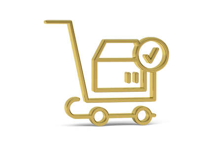 Golden 3d preorder icon isolated on white background - 3d renderの写真素材