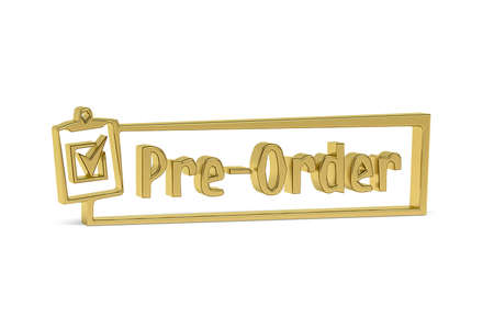 Golden 3d preorder icon isolated on white background - 3d renderの写真素材