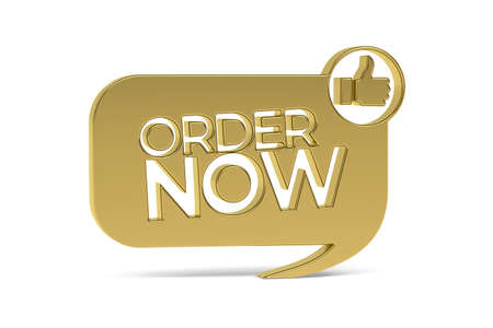 Golden 3d preorder icon isolated on white background - 3d renderの写真素材