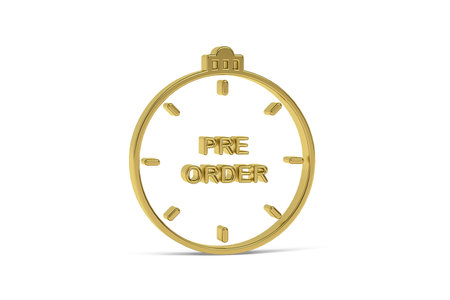 Golden 3d preorder icon isolated on white background - 3d render