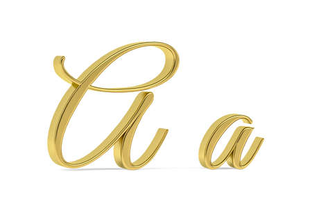 Golden 3d decorative letter A - three dimensional uppercase and lowercase A written decorative font on white background - 3d renderの写真素材