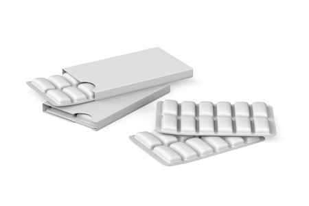 Chewing gum box mockup isolated on white background - 3d renderの写真素材