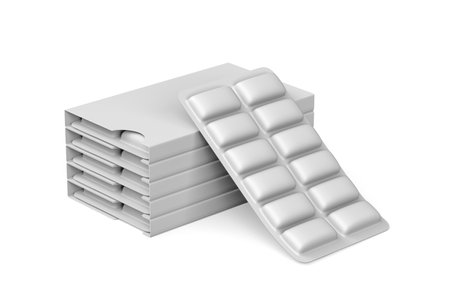 Chewing gum box mockup isolated on white background - 3d renderの写真素材