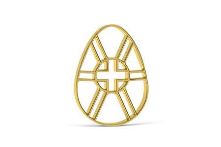 Golden easter 3d icon - golden easter egg on white background - 3d renderの写真素材