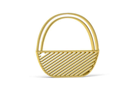 Golden easter 3d icon - golden easter basket on white background - 3d renderの写真素材
