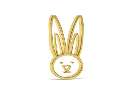 Golden easter 3d icon - golden easter bunny on white background - 3d renderの写真素材