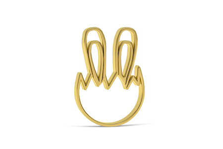 Golden easter 3d icon - golden bunny in the egg on white background - 3d renderの写真素材