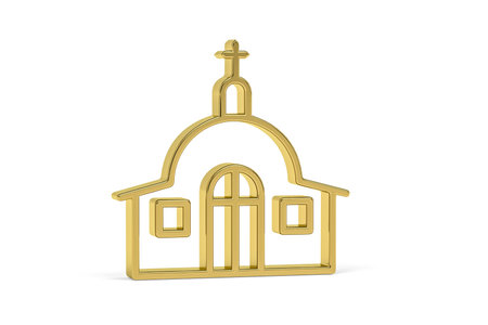 Golden easter 3d icon - golden church on white background - 3d renderの写真素材