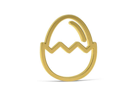 Golden easter 3d icon - golden easter egg on white background - 3d renderの写真素材