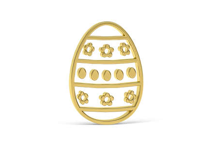 Golden easter 3d icon - golden easter egg on white background - 3d renderの写真素材