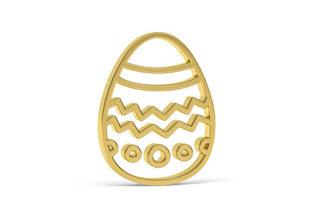 Golden easter 3d icon - golden easter egg on white background - 3d renderの写真素材