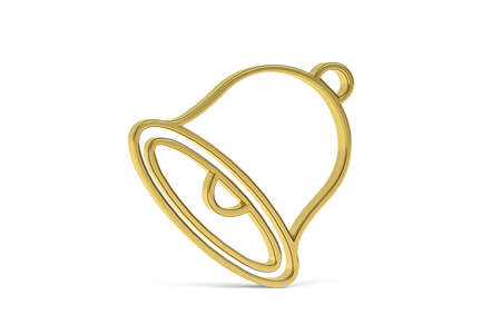 Golden easter 3d icon - golden bell on white background - 3d renderの写真素材