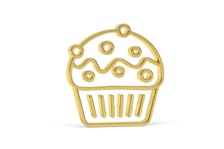 Golden easter 3d icon - golden easter cake on white background - 3d renderの写真素材