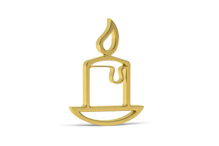 Golden easter 3d icon - golden candle on white background - 3d renderの写真素材