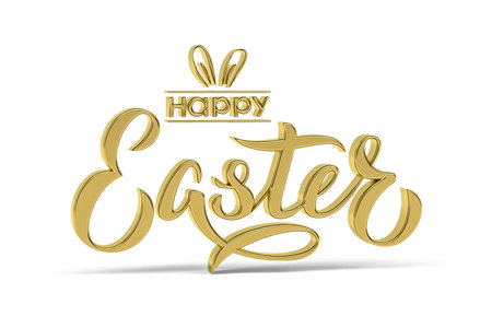 Golden easter 3d icon on white background - 3d renderの写真素材