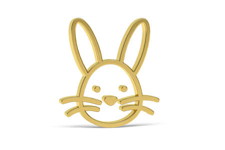 Golden easter 3d icon - golden easter bunny on white background - 3d renderの写真素材