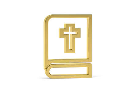 Golden easter 3d icon - bible on white background - 3d renderの写真素材
