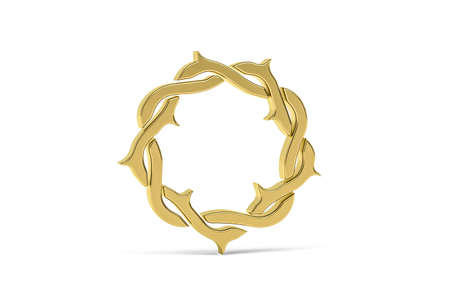 Golden easter 3d icon - Crown of thorns on white background - 3d renderの写真素材