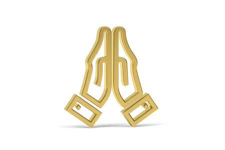 Golden easter 3d icon - hands folded in prayer on white background - 3d renderの写真素材