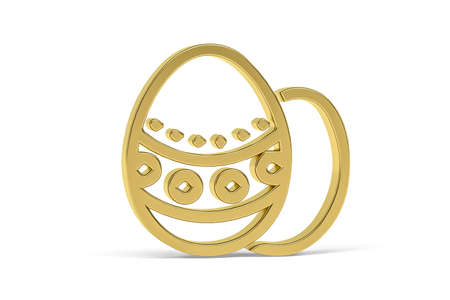 Golden easter 3d icon - golden easter egg on white background - 3d renderの写真素材