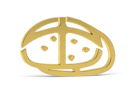 Golden easter 3d icon - bread on white background - 3d renderの写真素材