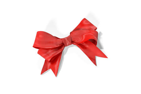 Red ribbon with a bow isolated on a white background - 3d renderの写真素材