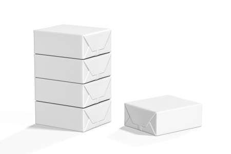 Cardboard boxes mockup isolated on white background - 3d renderの写真素材