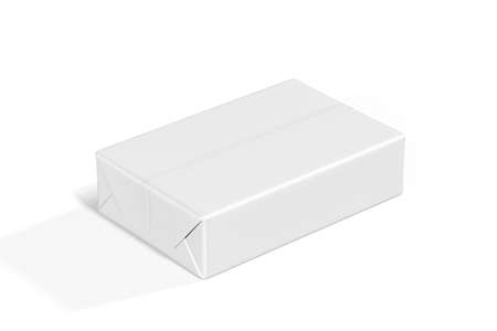 Cardboard box mockup isolated on white background - 3d renderの写真素材