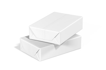 Cardboard boxes mockup isolated on white background - 3d renderの写真素材