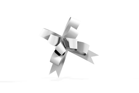 Ribbon with a bow mockup isolated on a white background - 3d renderの写真素材