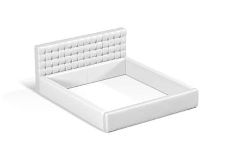 Bedroom bed mockup isolated on white background - 3d renderの写真素材