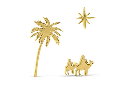 Golden 3d Arabic culture icon isolated on white background - 3d renderの写真素材