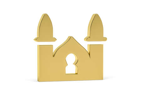 Golden 3d Arabic culture icon isolated on white background - 3d renderの写真素材