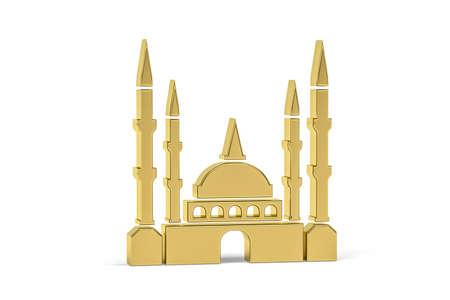 Golden 3d Arabic culture icon isolated on white background - 3d renderの写真素材